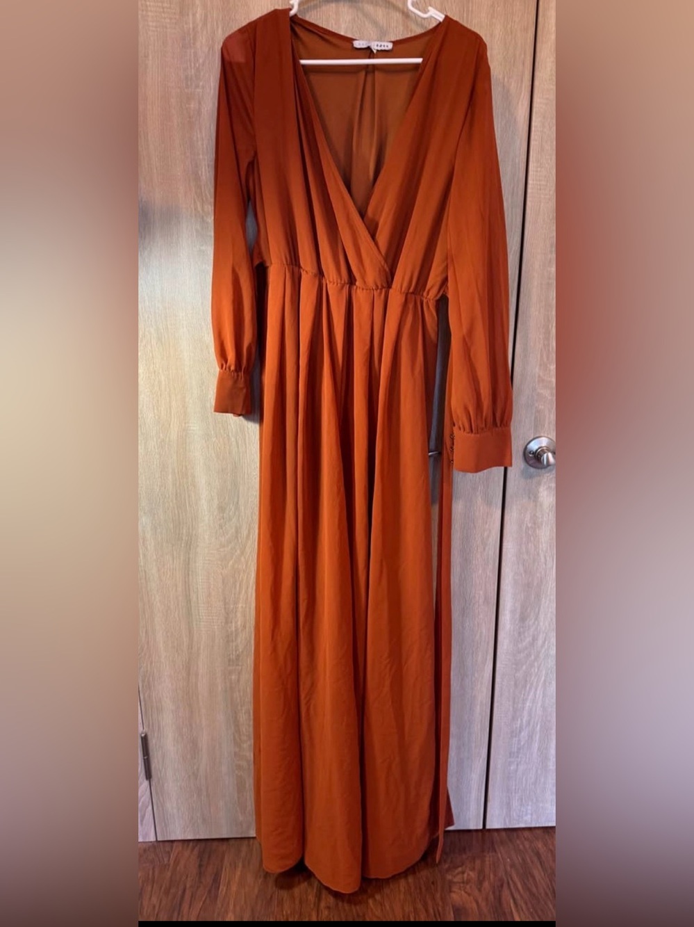 Long Sleeve Rust Wrap Maxi Dress Baltic Born